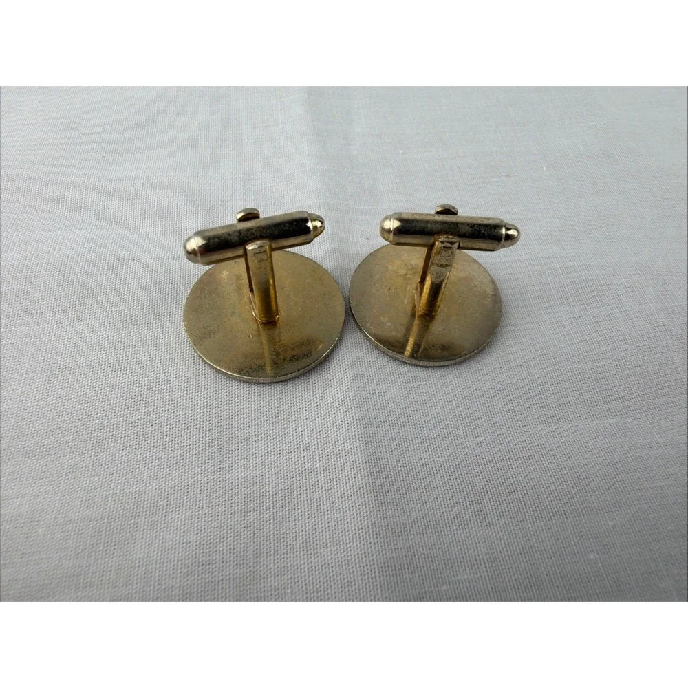 VTG Swank Gold Tone Cufflinks Black Soldier Mens Dress Cuff Links Original Box